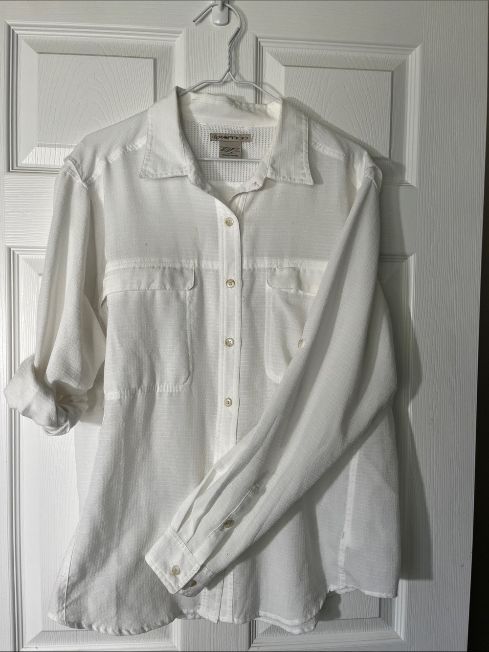 Exofficio Gill White Women’s Vented Long Sleeve Button-Down Shirt Size L